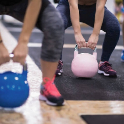 group session training with kettle bells